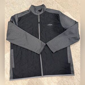 Callaway Men’s Black & Gray Quilted Panel Full-Zip Jacket